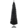 Homcom 7' Artificial Pencil Christmas Tree, Slim Xmas Tree With 499 Realistic Branch Tips And Plastic Stand, Black Black Plastic