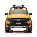 12V Kids Ride On Car W Parents Remote Control,Licensed Ford Ranger,2Wd,Rear Wheel Suspension,Low Start,Headlight,Horn,Mp3,Bluetooth,Adjustable Speed,Speed 1.86 4.97 Mph For Kids Aged 3 6. Yellow 50 99 Lbs Polypropylene