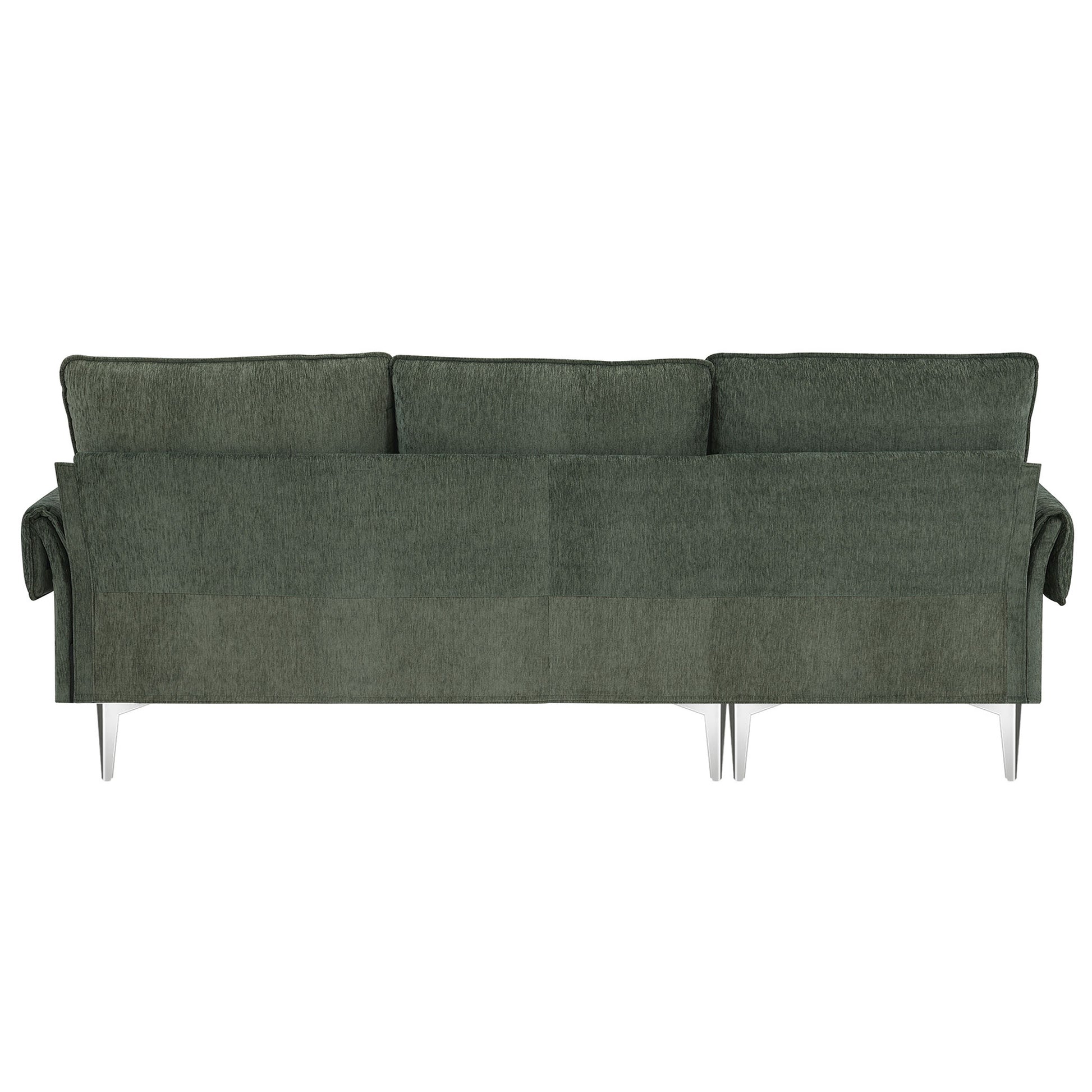 84 "Modern Chenille L Shaped Sofa With Reversible Lounge,Convertible Sectional Couch Set,4 Seat Indoor Furniture With Reversible Chaise,Fit For Living Room, Apartment 2 Pillows Green Chenille 4 Seat