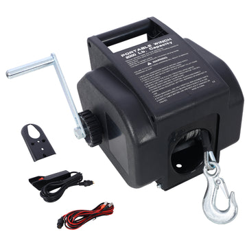 12V Trailer Winch,Reversible Electric Winch, For Boats Up To 5000 Lbs, Galvanized Wire Rope, Rapid Mount, Handheld Remote,Power In And Manual Out.Black Plastic Casing Black Plastic