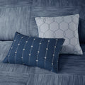 7 Piece Printed Seersucker Comforter Set Navy Cal King California King Navy Microfiber