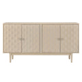 Modern 4 Door Sideboard With Convex Pattern Doors And 2 Silver Handle For Living Room, Dining Room, Kitchen Almond Almond Mdf