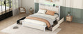 Queen Bed Frame With Led Headboard, Upholstered Bed With 4 Storage Drawers And Usb Ports, Beige Queen Beige Linen