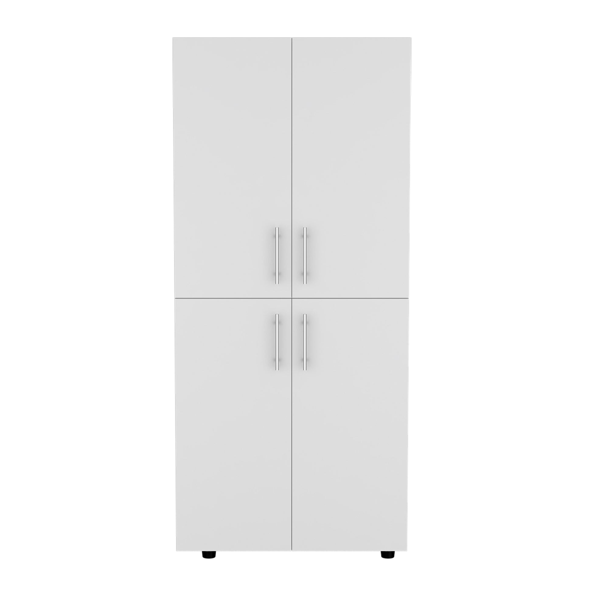 Hazel 70" High Four Door Armoire Wardrove Closet Cabinet, Six Shelves And Two Hanging Rods, Bedroom Clothes Storage Cabinet Organizer White Bedroom Modern Particle Board