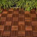 Acacia Wood Interlocking Deck Tiles Checker Pattern, 30 Pcs 12