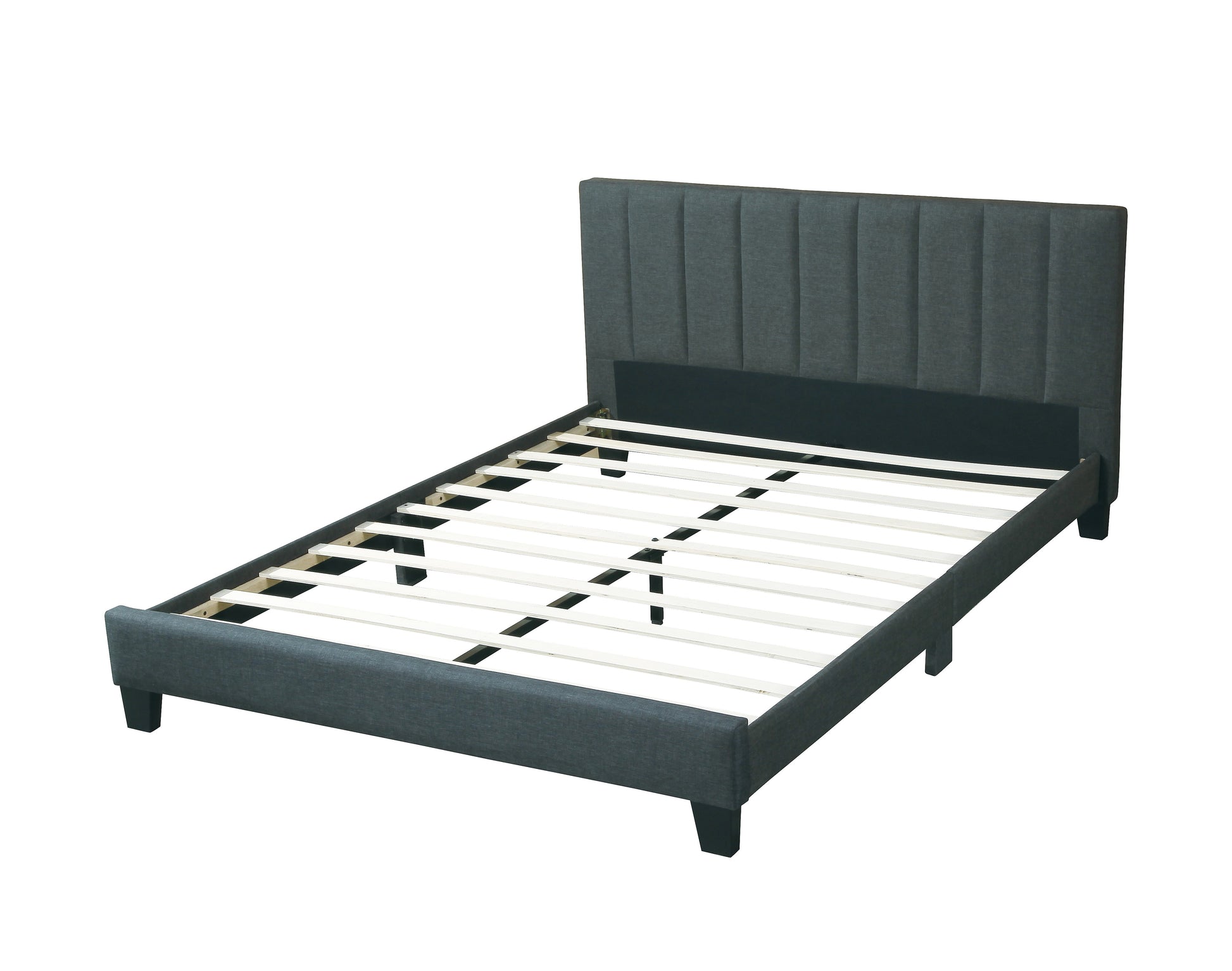 Gorgeous 1Pc Full Size Bed Charcoal Polyfiber Platform Bedframe Slats Bedroom Furniture Box Spring Not Required Full Charcoal Wood Bedroom Modern,Transitional Rubberwood Bed Frame Foam Mdf,Particle