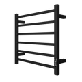 Towel Warmer 6 Bar Electric Heated Towel Rack Wall Mount Plug In Bath Towel Heater Matt Black Timer Black Bathroom Aluminium