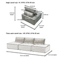 Light Grey 3 Piece Modular Sofa Oversized Sectional Couch For Living Room Coffice Shop, Flexible Seating Arrangement, Modern Design Sofa Grey Chenille 3 Seat