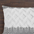 3 Piece Cotton Comforter Set With Chenille Tufting Gray Full Queen Queen Gray Cotton