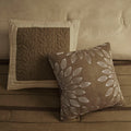7 Pc Pieced Faux Suede Comforter Set Natural King King Natural Polyester