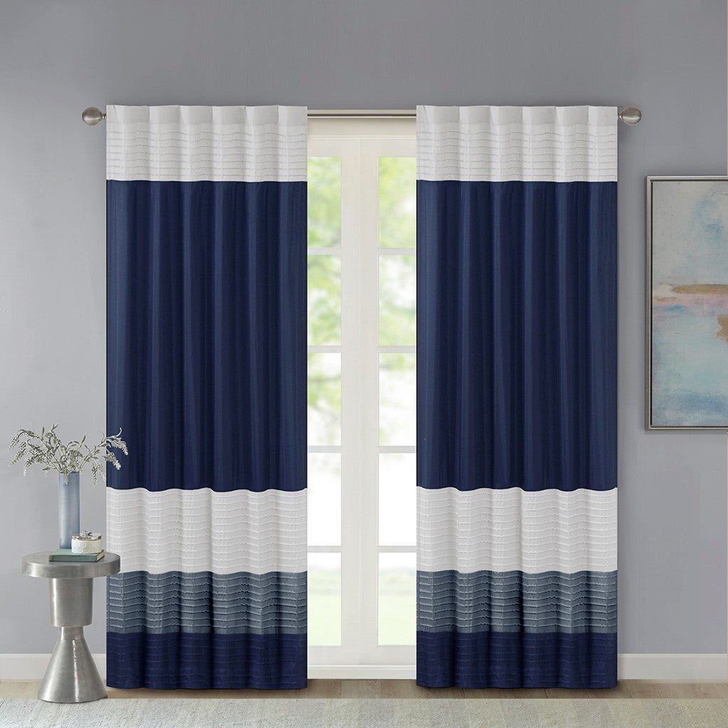 Polyoni Pintuck Curtain Panel Only 1 Pc Panel Multicolor Cotton