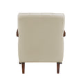 Modern Style Accent Chair Beige Leather Upholstered Tufted Detail Walnut Finish Wood Furniture 1Pc Beige Primary Living Space Contemporary,Modern Plywood