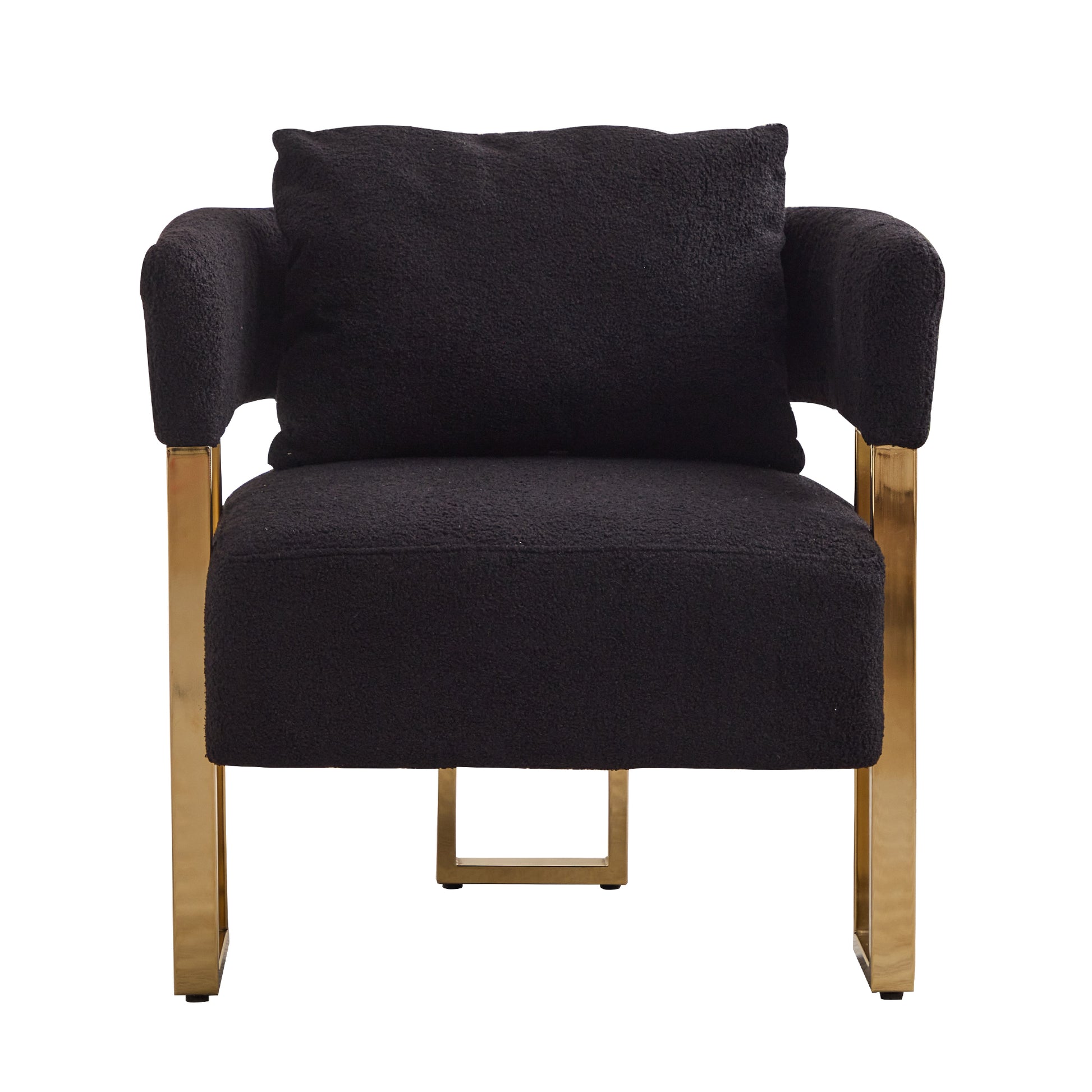 Ts Teddy Velvet Upholstered Metal Foot Sofa Black Gold Teddy 1 Seat