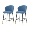 Counter Height Bar Stools Set Of 2, Jacquard Upholstered Bar Chairs, Metal Footrest And Frame For Kitchen,Dining Room,28