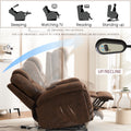 Power Lift Recliner Chair With Massage Elderly, Overstuffed Wide Recliners, Heavy Duty And Safety Motion Reclining Mechanism Brown Faux Leather