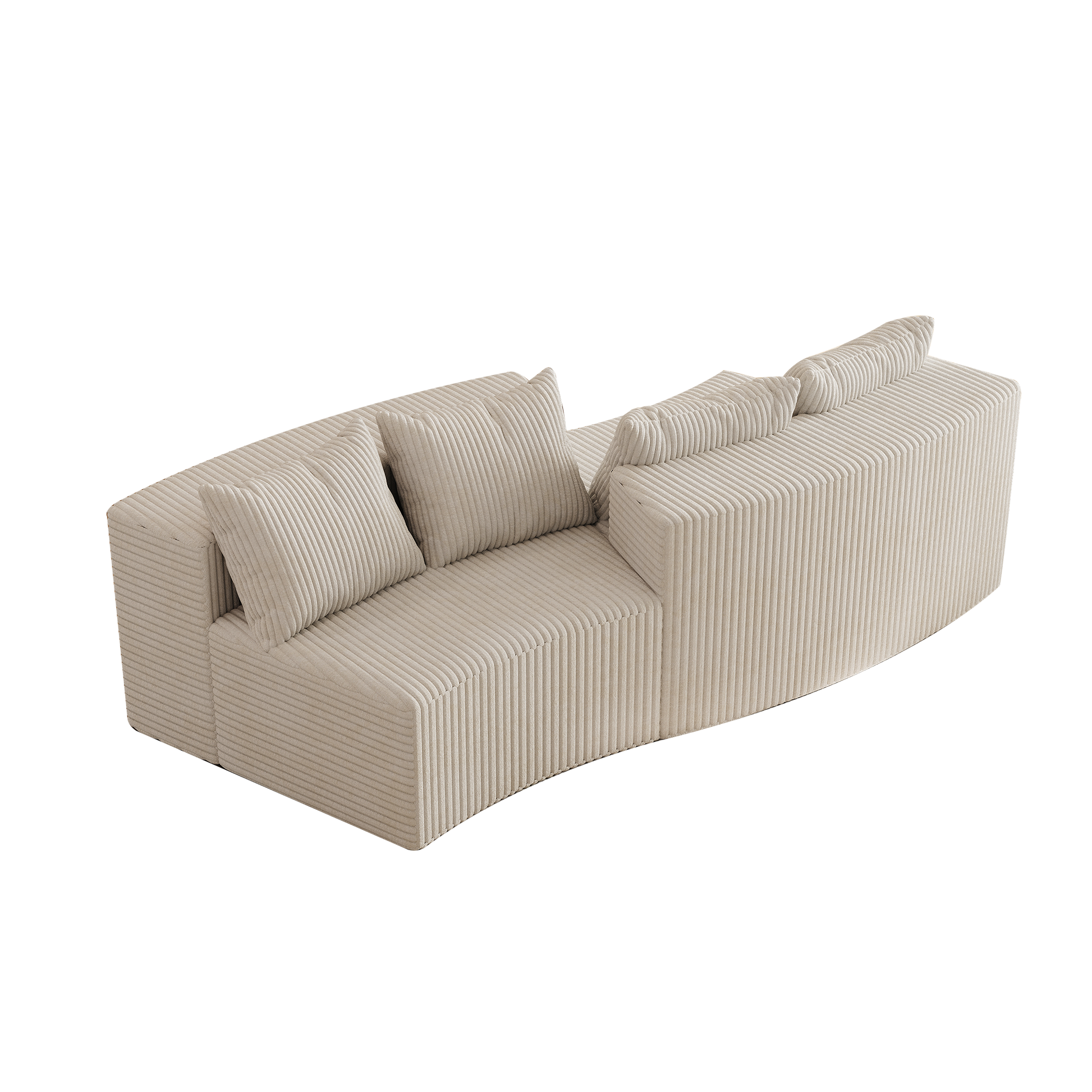 Corduroy Curved Sectional Sofa With Four Pillows,Curved Symmetrical Modular Semi Circular Sofa Sectional For Bedroom, Living Room, Office For Leisure Or Nap, Reading Room, And Lobby Two Modules