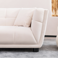 Wks13 Mid Century Modern Style: Simple White Sofa, Small Square Design, Velvet Fabric Texture Smooth, Retro Fashion, Solid Wood Feet, 2 People Design White Retro Broadcloth Pleat 2 Seat