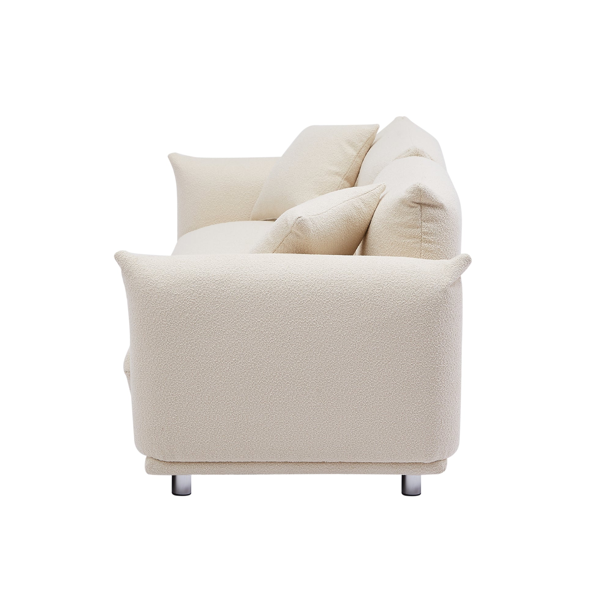 Oversized Loveseat Sofa For Living Room, Sherpa Sofa With Metal Legs, 3 Seater Sofa, Solid Wood Frame Couch With 2 Pillows, For Apartment Office Living Room Beige Beige Foam Fabric 3 Seat