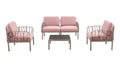 Patio Indoor Outdoor Garden Twin Sofa Armchairs Plastic With Soft Cushion Weather Waterproof Chair Sectional Furniture For Balcony Garden Pool Lawn Backyard Morden Design Sitting Room Seat Sofa Pink Fabric Plastic