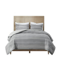 3 Piece Clipped Jacquard Duvet Cover Set King Gray Polyester
