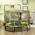 Qaba 4.6' Kids Trampoline With Basketball Hoop, Horizontal Bar, 55