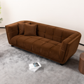 Wks13 Mid Century Modern Style: Camel Sofa Simple, Small Square Design, Velvet Fabric Texture Smooth, Retro Fashion, Solid Wood Feet, 2 People Design Camel Retro Broadcloth Pleat 2 Seat