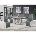 Caroline Grey Dinng Table Grey Seats 6 Dining Room Contemporary Rubberwood Rectangular Solid Wood Mdf Wood Metal Glass Pedestal