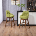 Coolmore Bar Stools Set Of 2 Counter Height Chairs With Footrest For Kitchen, Dining Room And 360 Degree Solid Wood Legs Swivel Bar Stools Set Of 2 Olive Linen Olive Foam Linen