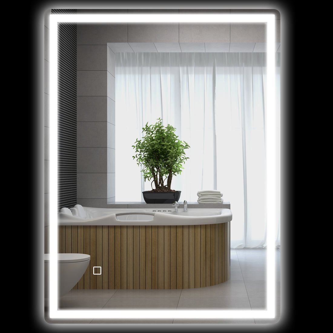 Homcom 32" X 24" Dimmable Bathroom Mirror With Lights, 3 Colors & Defogging Silver Tempered Glass