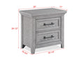 Light Gray Finish 1Pc Two Drawers Nightstand Wooden Bedroom Furniture Metal Pull Furniture Light Gray 2 Drawers Bedroom Bedside Cabinet Transitional Wood