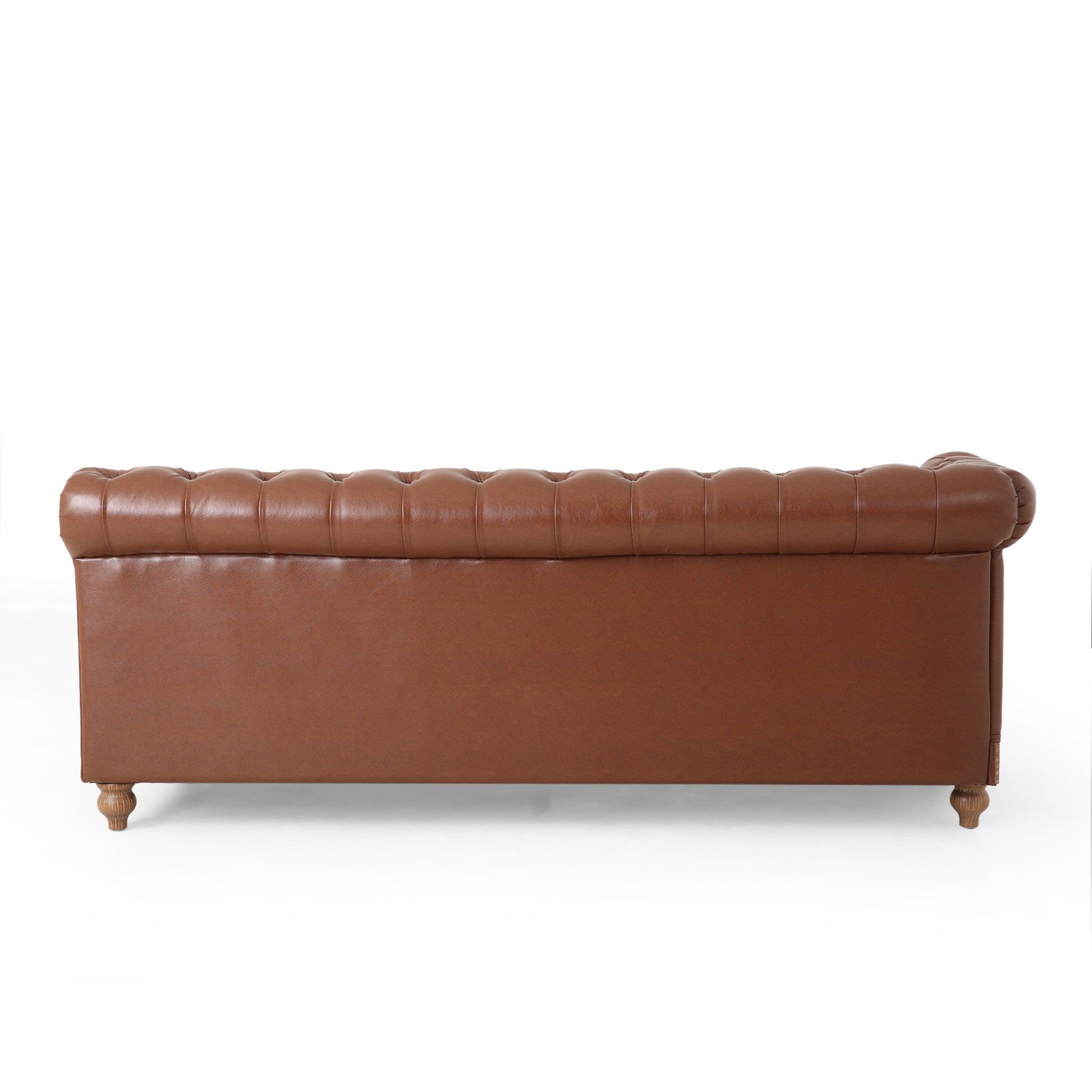 Mirod Comfy Large Sectional Sofa With Wooden Legs, Retro Style For Living Room Light Brown Pu 6 Seat