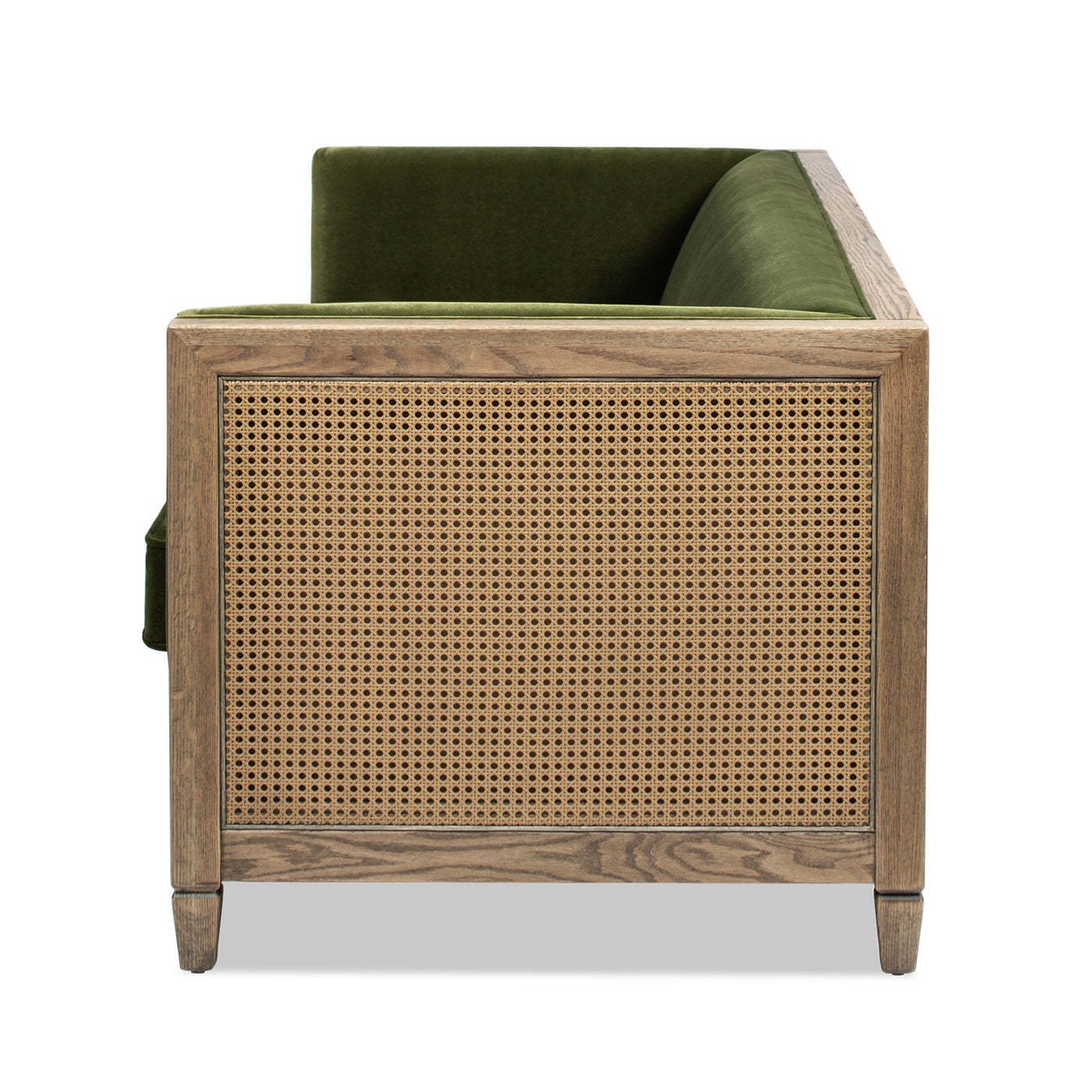 Georgia 81" Cane Rattan Tuxedo Sofa, Olive Green Performance Velvet Olive Green Foam Wood Fabric Rattan 2 Seat