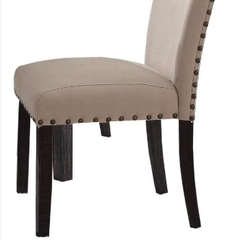 Nolan Linen & Salvage Dark Oak Finish Side Chair Set Of 2 Dark Oak Linen,Synthetic Wood