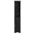 Tall Bathroom Cabinet, Freestanding Storage Cabinet With Drawer, Mdf Board, Adjustable Shelf, Black Black Mdf