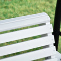 Outsunny 3 Seater Wooden Porch Swing, Patio Swing Bench With Folding Coffee Table, Cup Holders And Chains Included, 440Lbs Weight Capacity, White White Wood