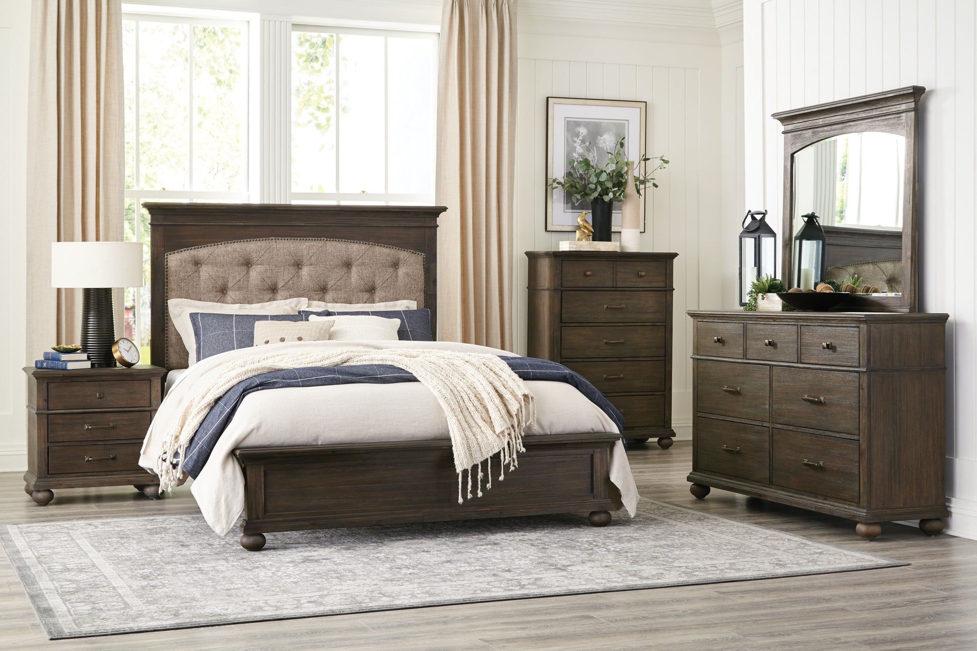 Classic Rustic Brown Finish Dresser Of 7 Drawers Wooden Bedroom Furniture 1Pc Rustic Style Rustic Brown Bedroom Wood