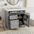 36'' Bathroom Vanity With Top Sink, Modern Bathroom Storage Cabinet With 2 Drawers And A Tip Out Drawer, Single Sink Bathroom Vanity Grey Bathroom Solid Wood Mdf Ceramic,Solid Wood Mdf