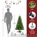 4Ft Artificial Christmas Tree Prelit With Stand,100 Warm White Led Lights,Realistic 241 Branch Tips Pvc Green Norwood Spruce Tree Easy Assembly For Indoor,Home Green Pvc