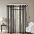 Knitted Jacquard Da Total Blackout Grommet Top Curtain Panel Only 1 Pc Panel Charcoal Polyester