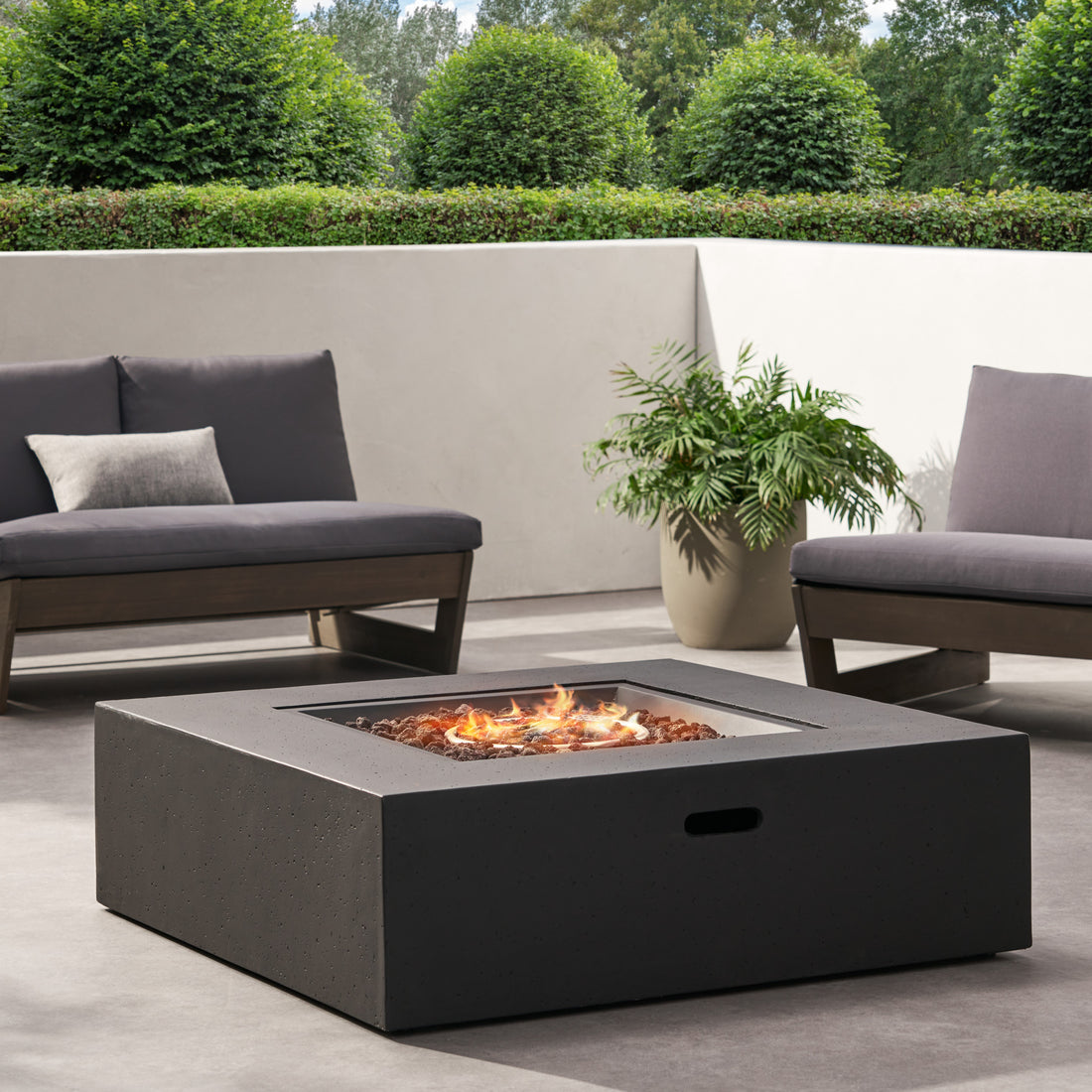 50000 Btu Square Mgo Fire Table Tank Outside Tank Cover Not Included Dark Grey Magnesium Oxide