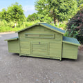 Wooden Chicken Coop Hen House Poultry Cage With 2 Sides Large Nesting Boxes,2 Free Range Doors Green Wood