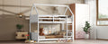Twin Over Twin House Floor Bunk Bed With Headboards, Footboards And Guardrails, Ladder, Rubber Wood Bunk Bed With Safety Guardrails,White Twin White Rubber Wood