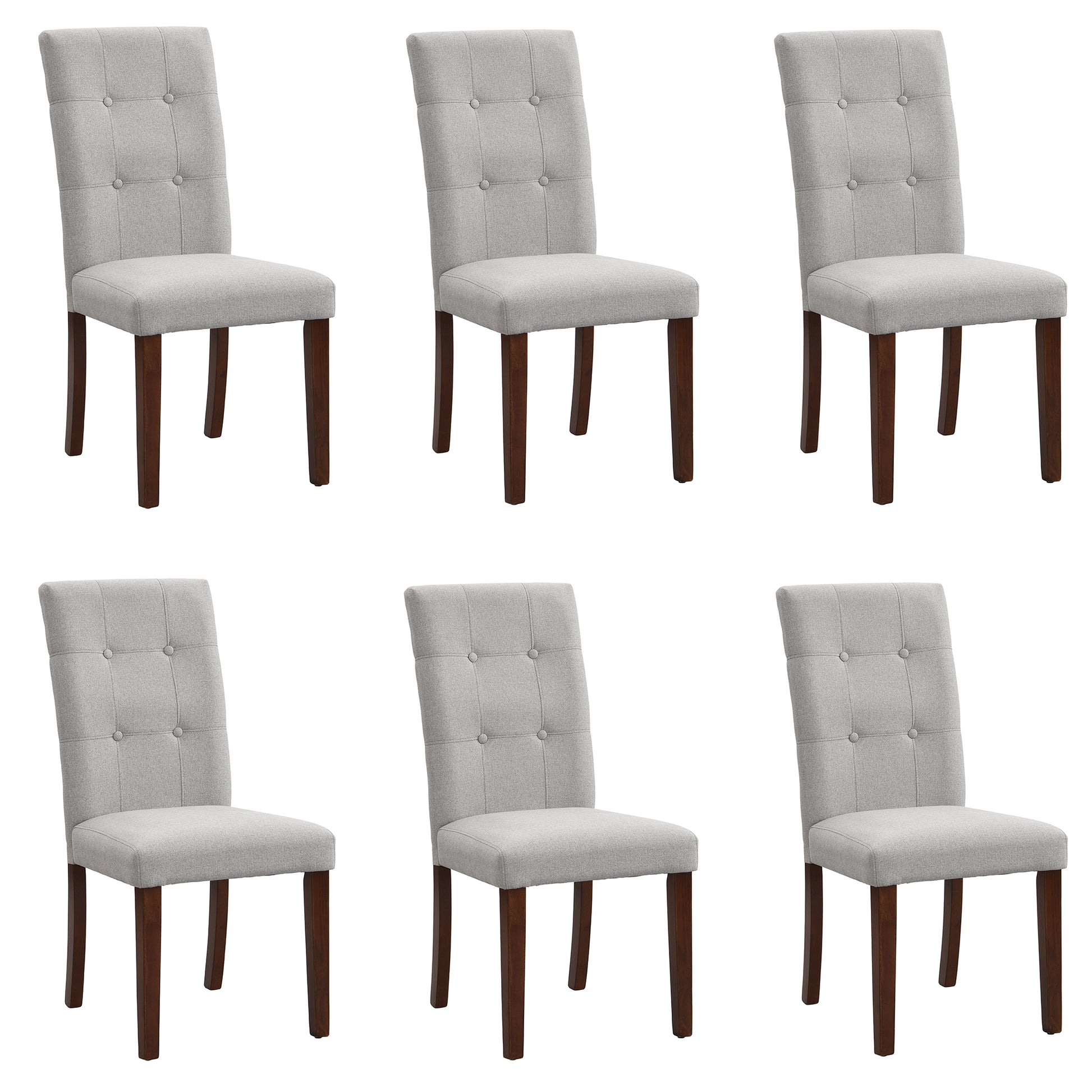 Dining Table Set For 6, 7 Piece Kitchen Table Chairs Set, 1.8" Thickness Tabletop And V Shaped Table Legs, Modern Dining Room Set With 63 Inch Dinner Table And 6 Upholstered Chairs For Dining Room Wood Gray Dining Room Classic,Mid Century Modern,Modern