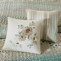 6 Piece Cotton Quilt Set With Throw Pillows Green Full Queen Green Polyester