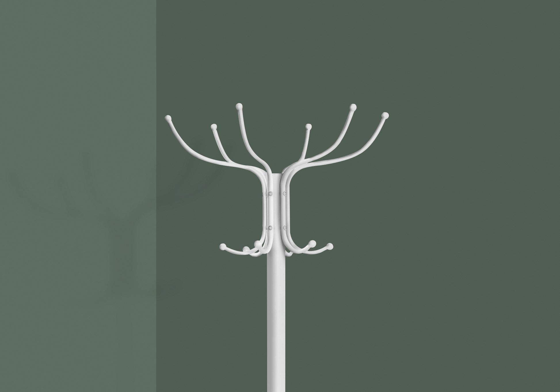 Coat Rack, Hall Tree, Free Standing, 12 Hooks, Entryway, 70"H, Umbrella Holder, Bedroom, White Metal, Contemporary, Modern White Metal