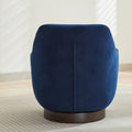 U Shaped Fully Assembled Swivel Chair Velvet Accent Chair Armchair Round Barrel Chair For Living Room Bedroom, Navy Blue Navy Blue Velvet