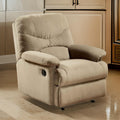 Deby 35 Inch Modern Recliner, Foam Cushioned Seat, Soft Microfiber, Beige Beige Wood Fabric