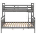 Twin Over Full Bunk Bed With Ladder, Safety Guardrail, Perfect For Bedroom, Gray Box Spring Not Required Twin Gray Wood Bedroom Bunk Pine