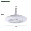 Mini Size 8 Inch Enclosed Socket E26 Ceiling Fan Light 3 Speeds 3 Light Color Dimming And Timing For Small Room Kitchen White Pc