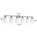 Modern 6 Light Vanity Wall Sconce, Brushed Nickel Finish With Frosted Glass Shades For Bathroom Or Hallway Lighting No Bulbs Brushed Nickel Glass,Iron